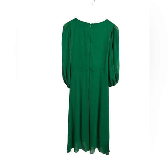 DKNY Kelly Green Ruffled Wrap Midi Dress with Tie Front Size 8 - Picture 6 of 9